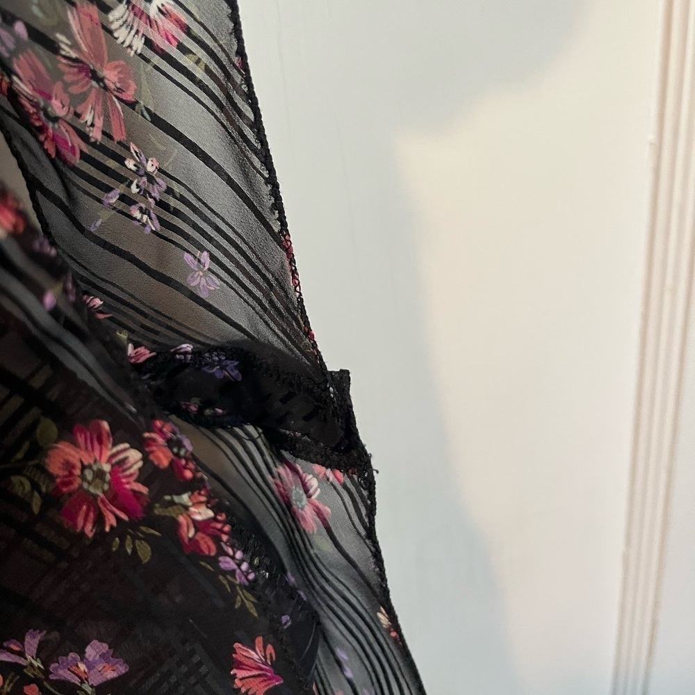 Vintage Saks Fifth Avenue Black Sheer Lingerie Floral Bodysuit Size Large - Picture 3 of 6